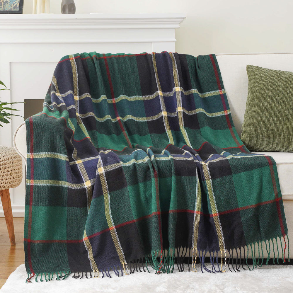 Forest-Green Plaid Throw